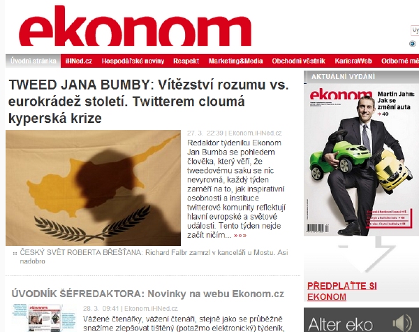Nová homepage týdeníku Ekonom.