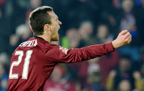 Sparťan David Lafata, autor jediného gólu utkání Sparta - Plzeň.