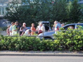 Momentka z rekonstrukce nehody.