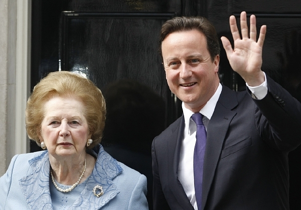 Margaret Thatcherová a britský premiér David Cameron v roce 2010.