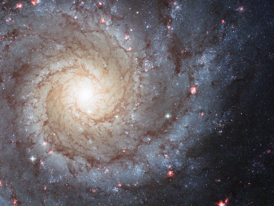 Spirální galaxie  M74. Je od nás 32 miliónů světelných let.