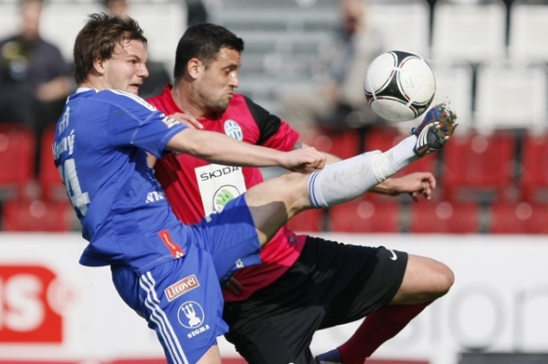 Momentka z utkání Olomouc - Mladá Boleslav. 
