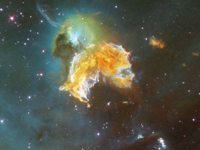 Pozůstatek supernovy N63a 160 tisíc světelných let od Země.