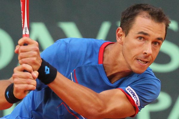 Tenista Petr Rosol při zápase v Davis Cupu. Tenista Petr Rosol při zápase v Davis Cupu.