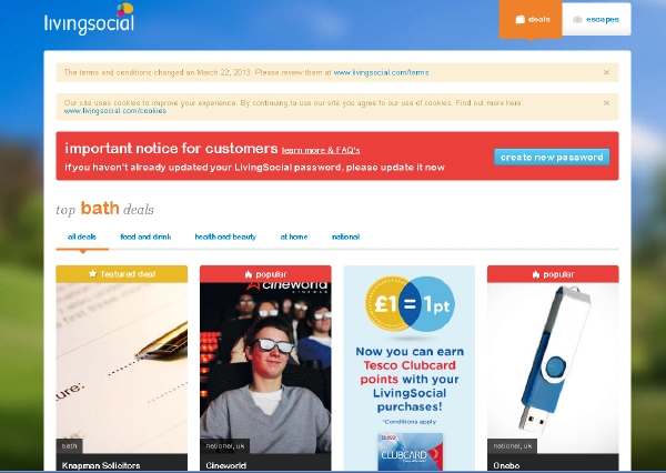 Pokud jste se stali zákazníky LivingSocial, čeká vás nutná změna hesla.