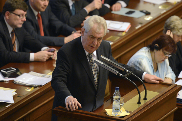 Miloš Zeman během svého projevu.