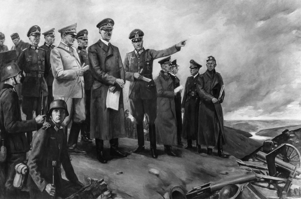 Úřaduje fýrer v Barmě? Hitler jako vojevůdce na obraze Conrada Hommela. 