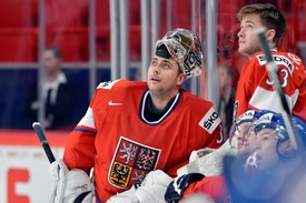 Zleva čeští brankáři Ondřej Pavelec a Pavel Francouz
