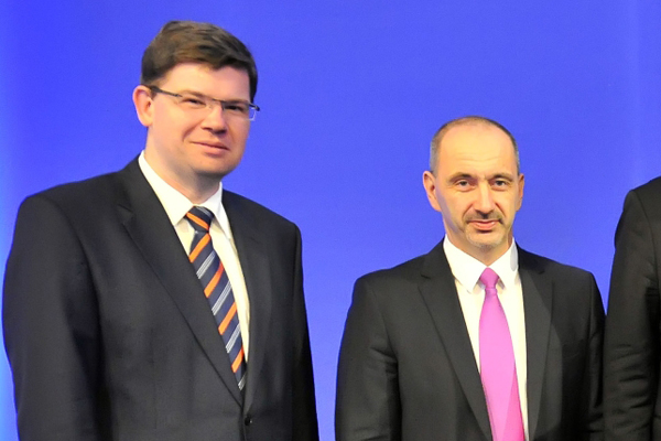 Místopředseda ODS Jiří Pospíšil (vlevo) a ministr průmyslu a obchodu Martin Kuba.