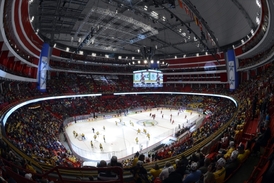 Hala Globen, srdce hokejového šampionátu ve Švédsku.