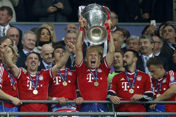 Euforie hráčů Bayernu Madrid.