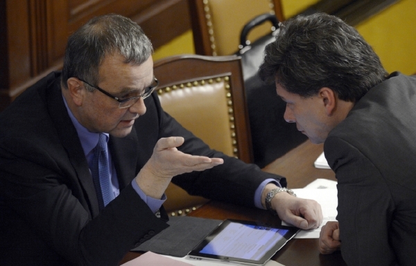 Ministr financí Miroslav Kalousek a Pavel Blažek.