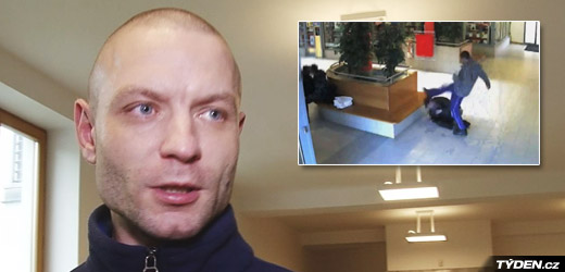Útočník Tomáš Jati a záběr napadení z bezpečnostní kamery (ve výřezu).