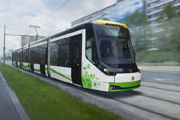 Nejnovější tramvaj vyrobená společností Škoda Transportation. Nejnovější tramvaj vyrobená společností Škoda Transportation.