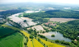  Pohled z ptačí perspektivy na oblast u Hildesheimu.