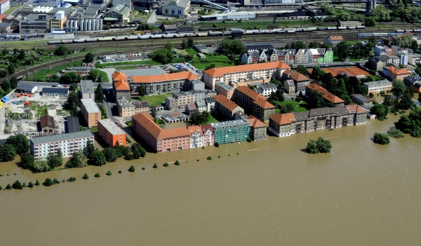 Momentka ze zatopeného Ústí nad Labem.