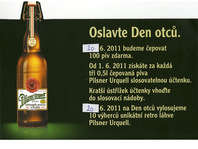 Den otců letos slaví také Pilsner Urquell. Den otců letos slaví také Pilsner Urquell.