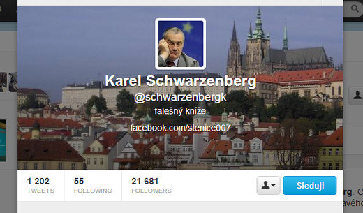 Twitterový účet falešného knížete. Twitterový účet falešného knížete.