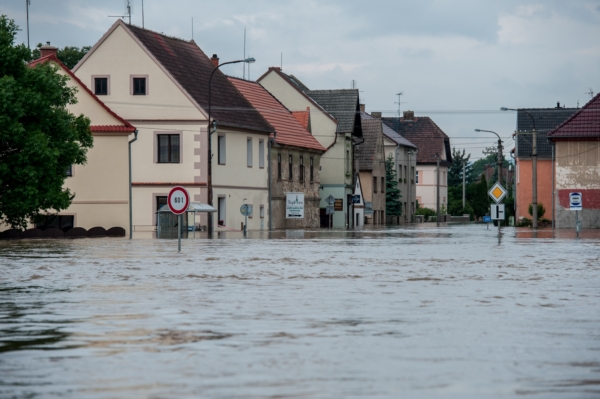 Zaplavené Křešice na Litoměřicku. Zaplavené Křešice na Litoměřicku.