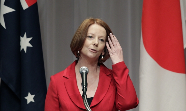 Australská premiérka Julia Gillardová. Australská premiérka Julia Gillardová.