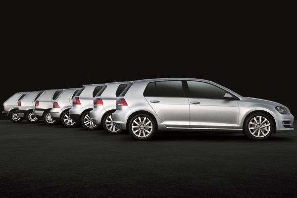Sedm modelových řad VW Golf. 