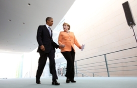 Americký prezident a německá kancléřka.
