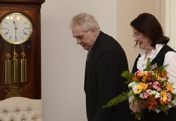 Prezident Miloš Zeman a kandidátka na premiérku Miroslava Němcová (ODS).