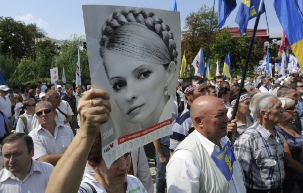 Stále se opakující demosbtrace na podporu expremiérky Tymošenkové.