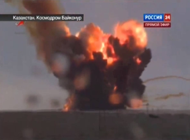 Výbuch rakety Proton-M před dvěma dny.