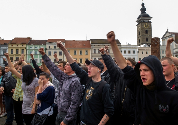 Momentka z demonstrace, která se minulou sobotu uskutečnila v Českých Budějovicích.