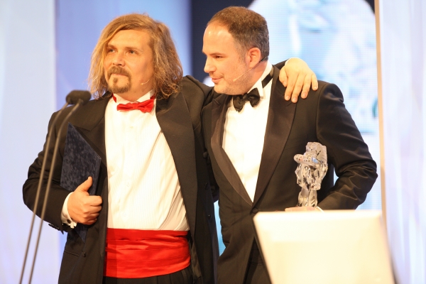 Petr Vachler (vlevo) během předávání cen Český lev.