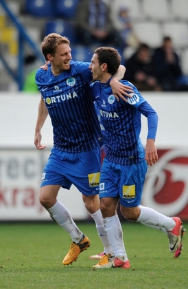 Liberecký kapitán Radoslav Kováč (vlevo) a záložník Sehrij Rybalka.