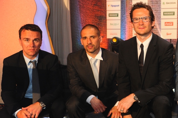 Trio hokejistů Marek Židlický, Tomáš Plekanec a Patrik Eliáš (zleva) nemohlo na přípravném kempu chybět.