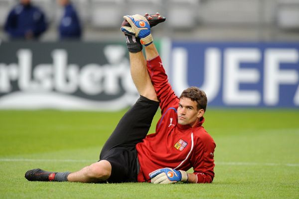 Gólman Marek Štěch v reprezentačním úboru. Gólman Marek Štěch v reprezentačním úboru.