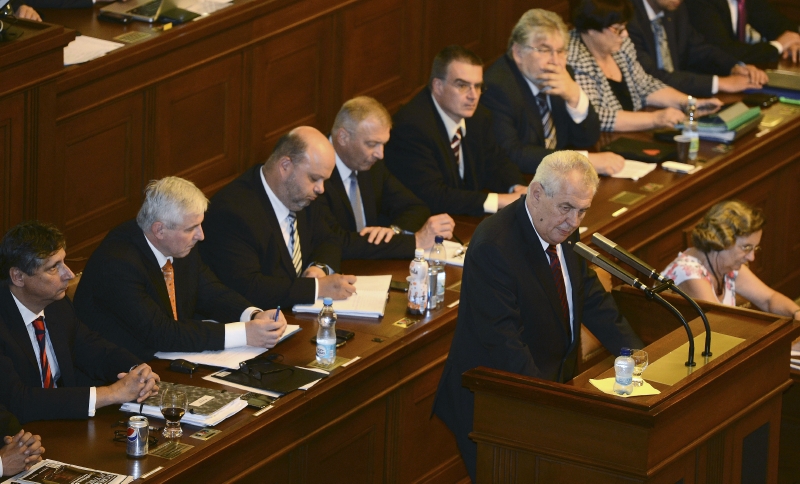 Prezident Miloš Zeman v Poslanecké sněmovně.