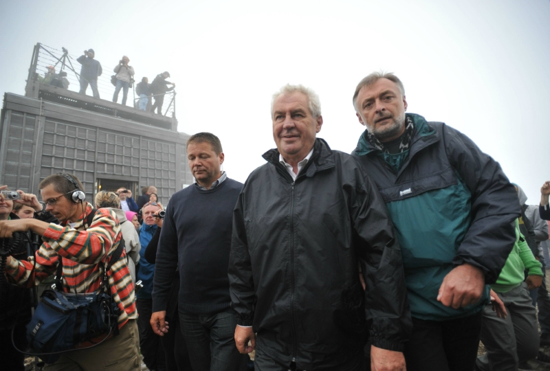 Prezident Miloš Zeman 10. srpna na Sněžce při tradiční Vavřinecké pouti.