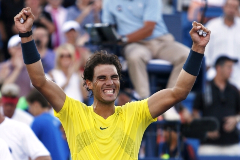 Španěl Rafael Nadal se raduje z triumfu v Cincinnati.