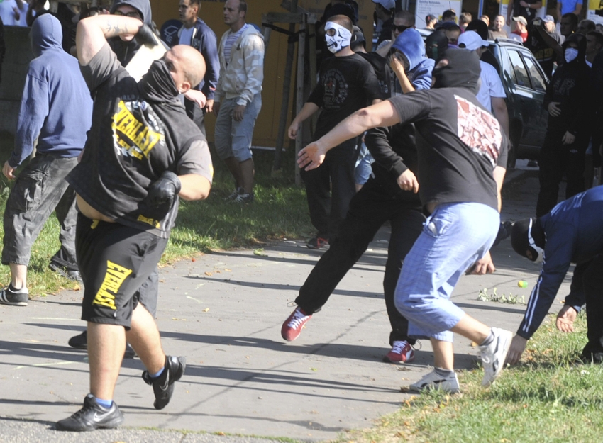 Momentka z demonstrace v Ostravě.