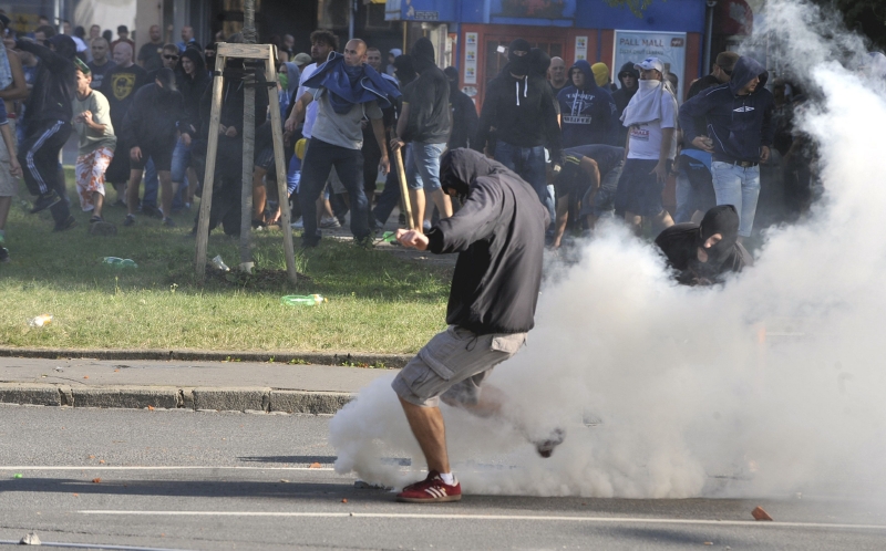 Momentka z demonstrace v Ostravě.