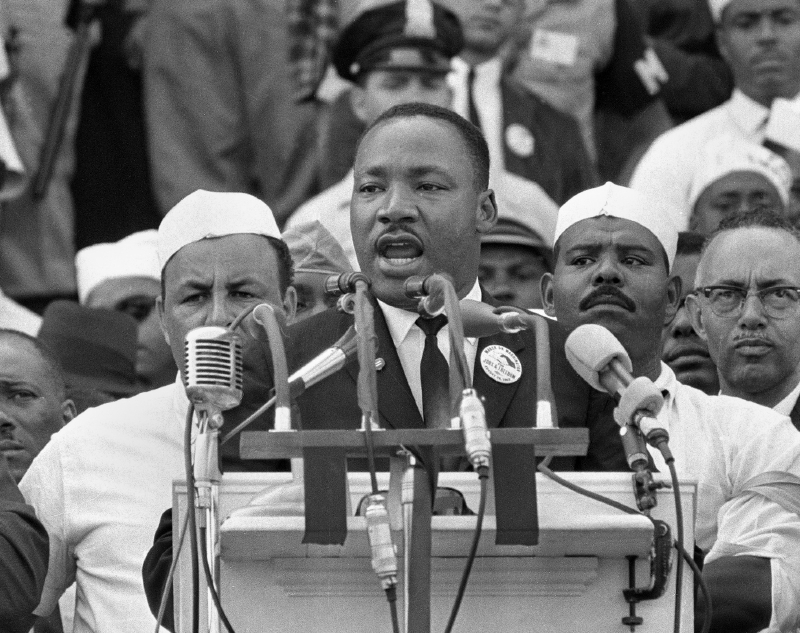 Martin Luther King při projevu. Martin Luther King při projevu.