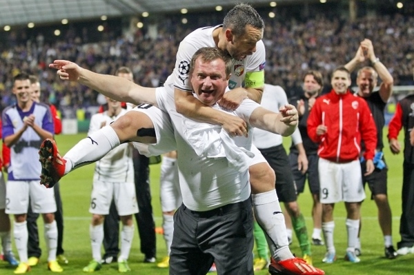 Trenér Plzně Pavel Vrba s kapitánem Pavlem Horváthem.