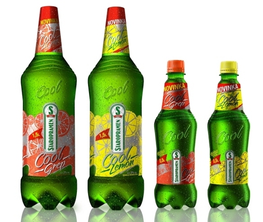Původní design pet lahví Staropramen Cool.