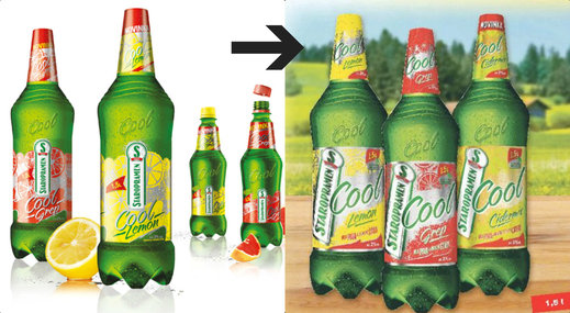 Rozdíl mezi loňským a letošním designem Staropramen Cool.