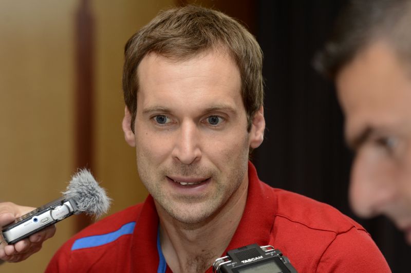 Fotbalista Petr Čech hovoří 2. září v Praze s novináři při setkání před kvalifikačními zápasy s Arménií a Itálií.