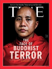 Buddhistický mnich a nacionalista Wirathu na obálce časopisu Time. Buddhistický mnich a nacionalista Wirathu na obálce časopisu Time.