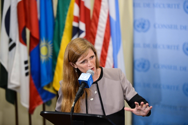 Americká velvyslankyně při OSN Samantha Powerová. Americká velvyslankyně při OSN Samantha Powerová.