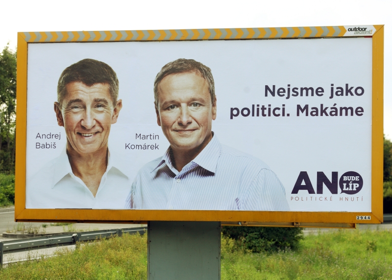 Předvolební billboard hnutí ANO. 