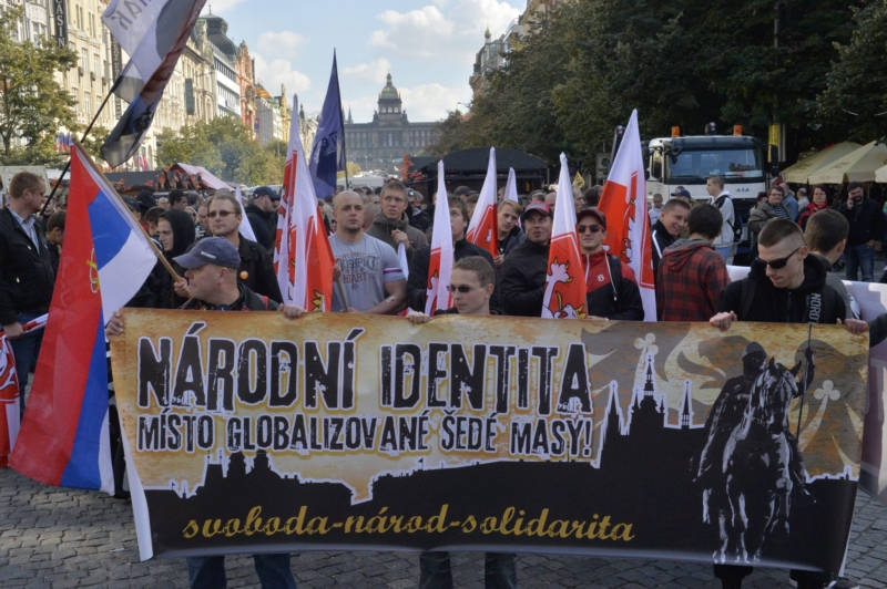 Manifestace, kterou pořádali extremisté v Praze.