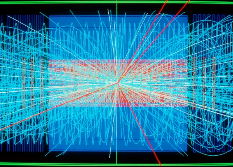 Simulace vzniku Higgsova bosonu v urychlovači LHC.
