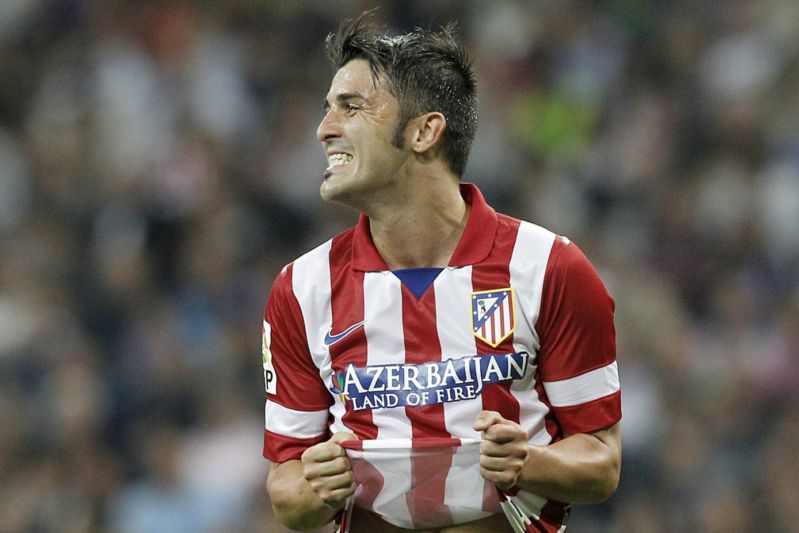 Opora červenobílých David Villa. Opora červenobílých David Villa.